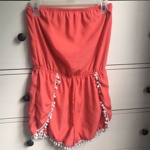 Strapless Coral Romper from Vestique